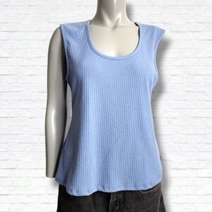 Buffalo Cammie Scoop Neck Periwinkle Blue Ribbed Tank Top Size XL BNWT
